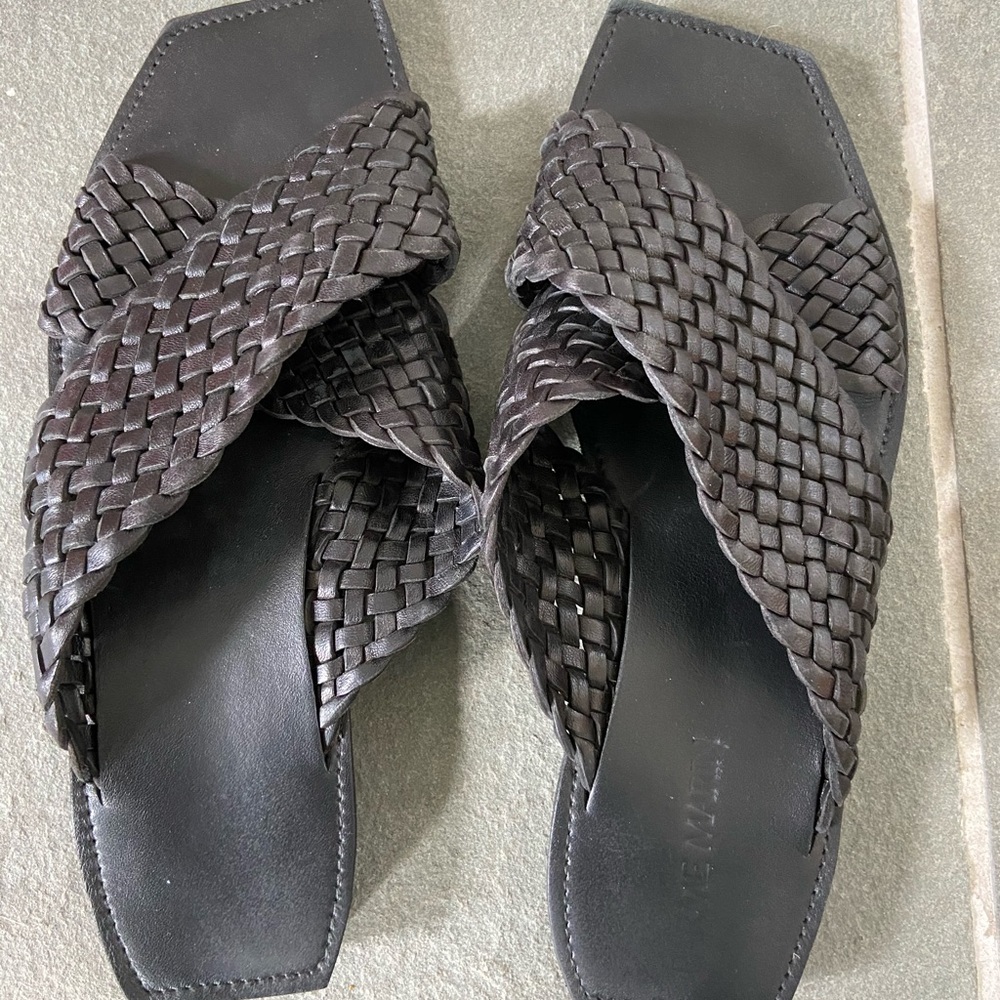 Parme Marin Woven Black Leather Sandal Sz 8.5